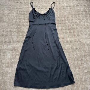 The Drop Milkmaid Midi Babydoll Whimsigoth Dress Women's S Black Satin Witchy